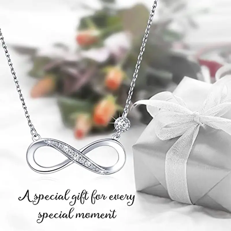 Huitan Stylish Lady Daily Wearable Necklace with Bright Zirconia Silver Color Pendant Jewelry for Engagement Trendy Jewelry Gift
