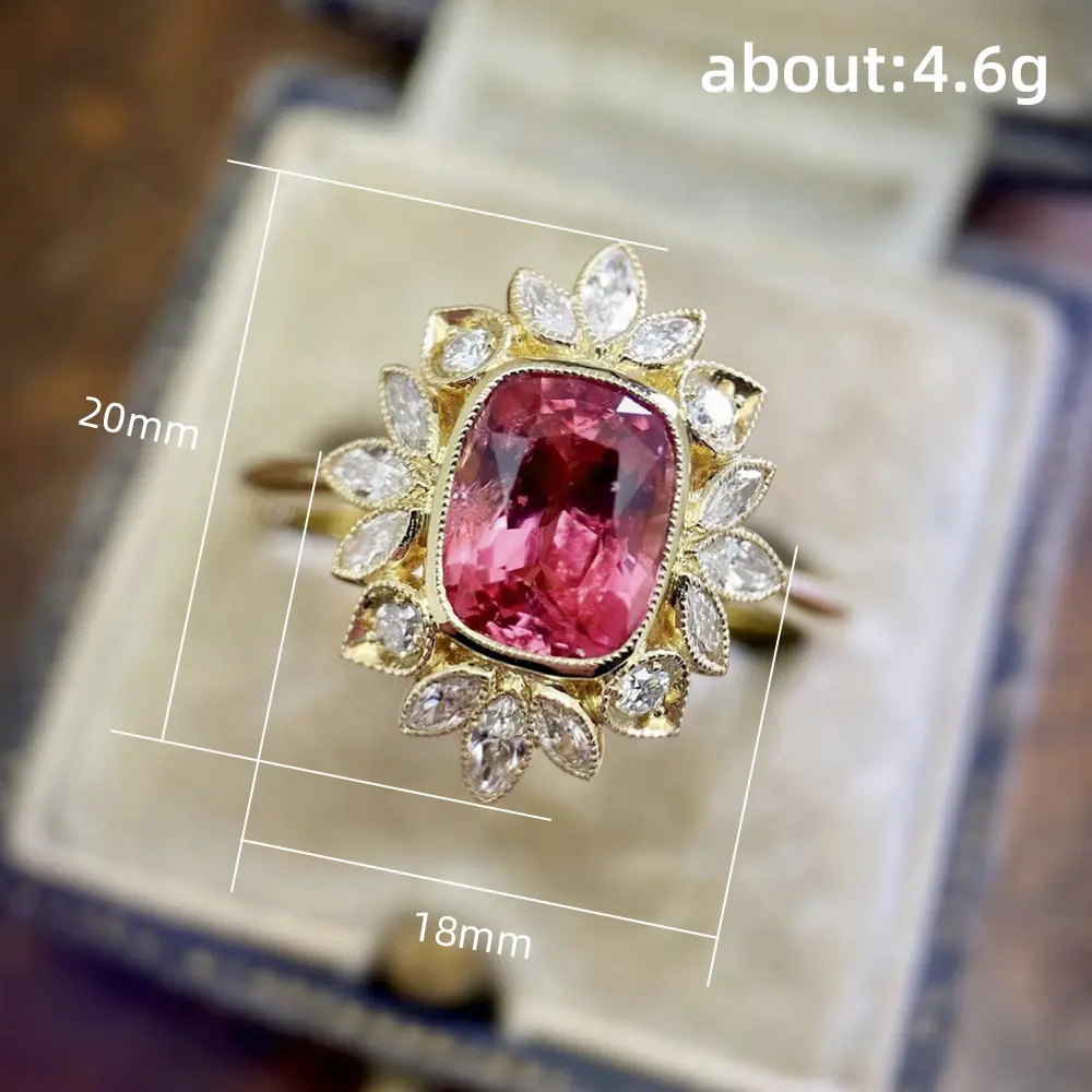 Huitan Luxury Dark Red CZ Rings Women Gold Color Aesthetic Flower Design Ring for Bride Wedding Ceremony Party New Trend Jewelry