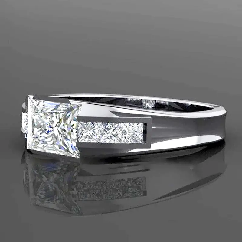 Huitan Fashion Contracted Cubic Zirconia Rings Women for Engagement Wedding Accessories Silver Color Temperament Elegant Jewelry