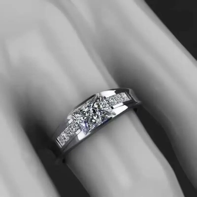 Huitan Fashion Contracted Cubic Zirconia Rings Women for Engagement Wedding Accessories Silver Color Temperament Elegant Jewelry