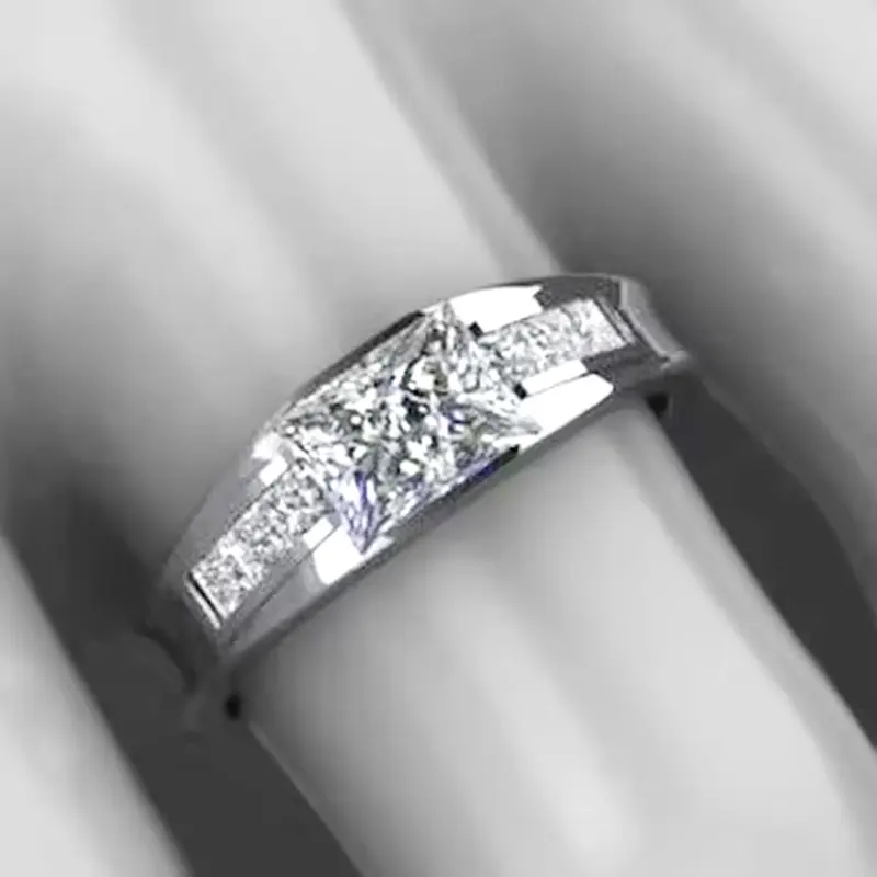 Huitan Fashion Contracted Cubic Zirconia Rings Women for Engagement Wedding Accessories Silver Color Temperament Elegant Jewelry