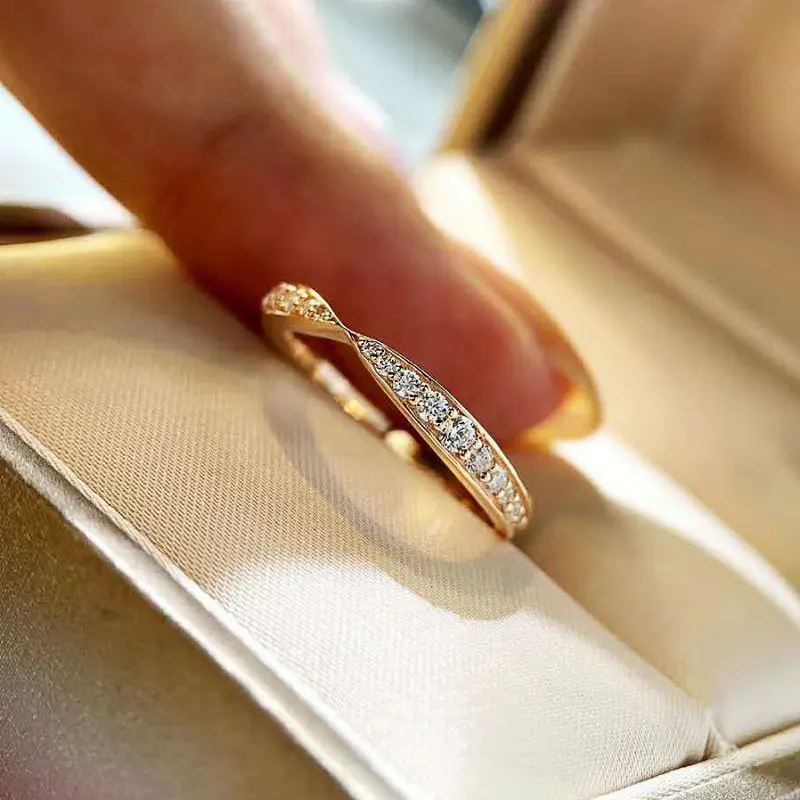 Huitan New Fashion Wedding Rings Cross Design Fancy Finger Accessories for Women Paved Dazzling Cubic Zirconia Statement Jewelry