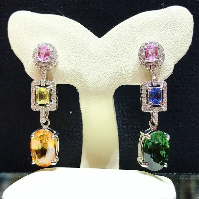 Huitan Creative Multicolored Dangle Earrings Women for Cocktail Party Fashion Earrings with Brilliant Cubic Zirconia New Jewelry