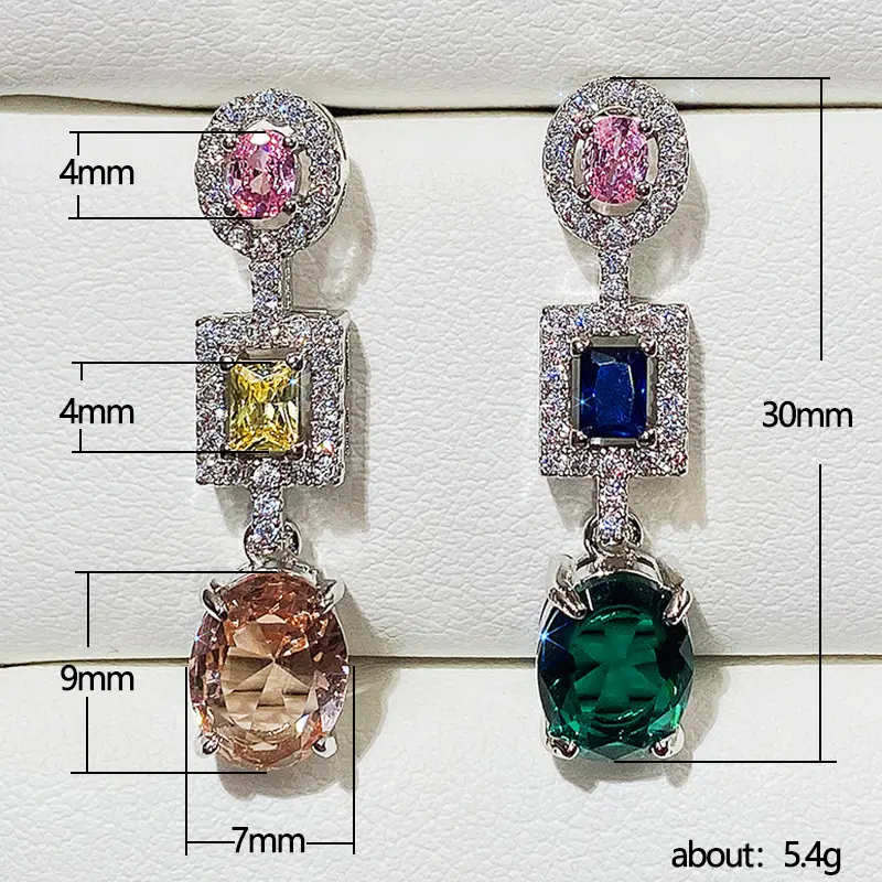 Huitan Creative Multicolored Dangle Earrings Women for Cocktail Party Fashion Earrings with Brilliant Cubic Zirconia New Jewelry