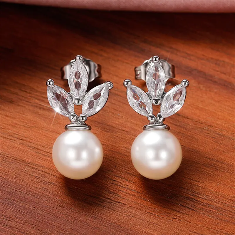 Huitan Hot Trend Simulated Pearl Stud Earrings for Women Modern 2022 Design Fashion Versatile Lady's Earrings Drop Ship Jewelry