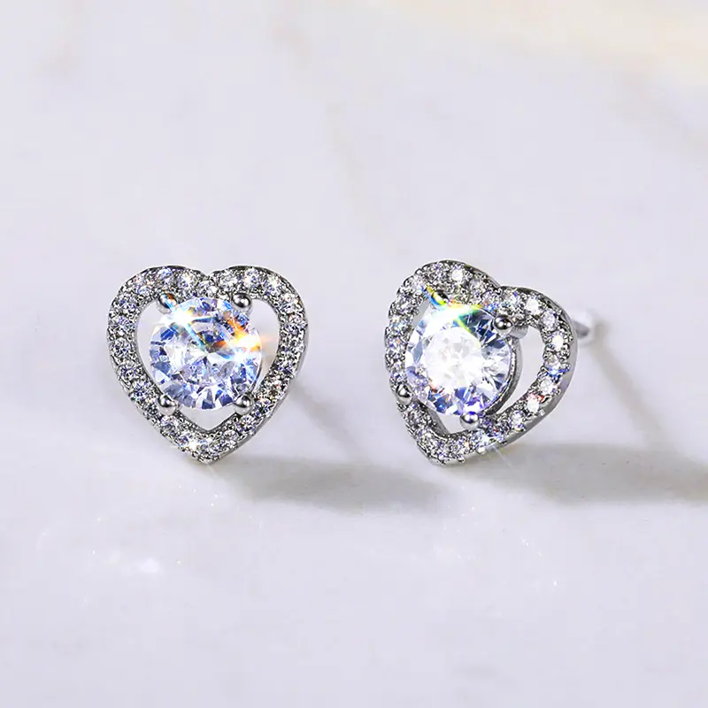 Huitan Newly Cute Stud Earrings Women Shiny White Cubic Zirconia Delicate Daily Wear Party Jewelry High Quality Pierced Earrings
