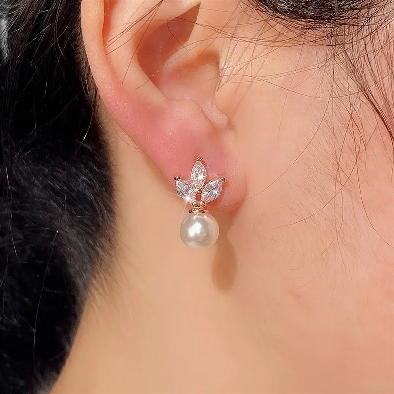 Huitan Hot Trend Simulated Pearl Stud Earrings for Women Modern 2022 Design Fashion Versatile Lady's Earrings Drop Ship Jewelry