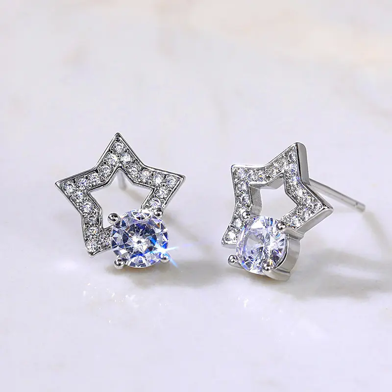 Huitan Newly Cute Stud Earrings Women Shiny White Cubic Zirconia Delicate Daily Wear Party Jewelry High Quality Pierced Earrings