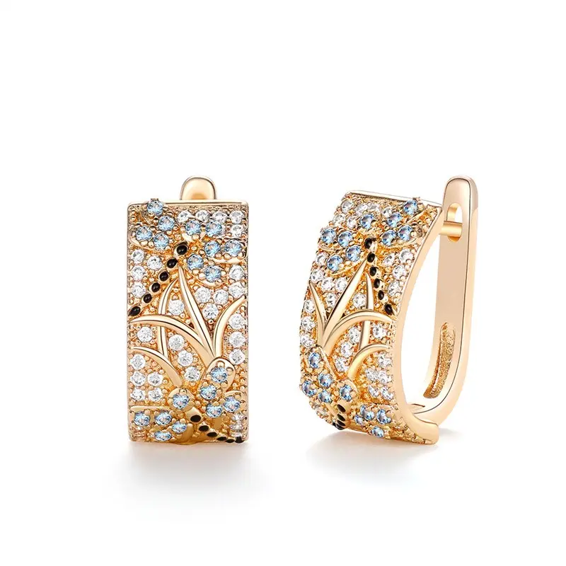 Huitan Personality Dragonfly Design Hoop Earrings for Women Gorgeous Gold Color Ear Accessories Wedding Party New Item Jewelry