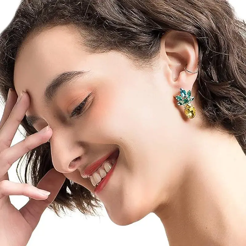 Huitan Fruit Pineapple-Shaped Drop Earrings for Women Personality Funny Earrings Colorful Cute Female Daily Jewelry Girls Gifts