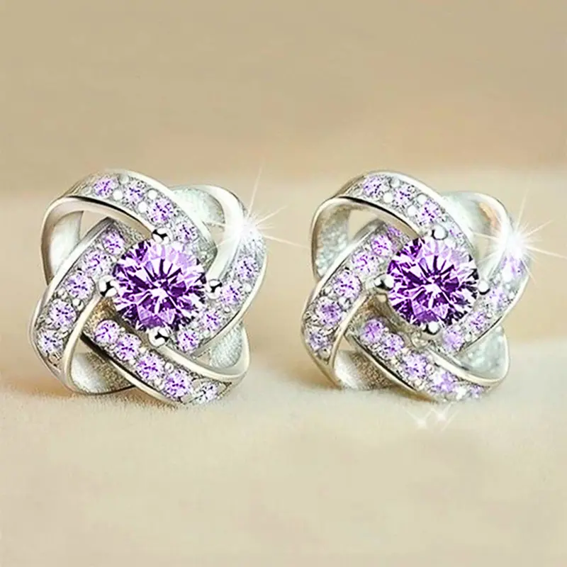 Huitan Elegant Lady Aesthetic Stud Earrings with Brilliant Zirconia Graceful Jewelry for Engagement Ceremony Chic Accessories