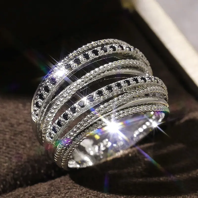 Huitan Luxury Cross Bridal Marriage Rings Special-interested Dazzling Crystal CZ Stone Simple Stylish Women Trendy Jewelry Rings