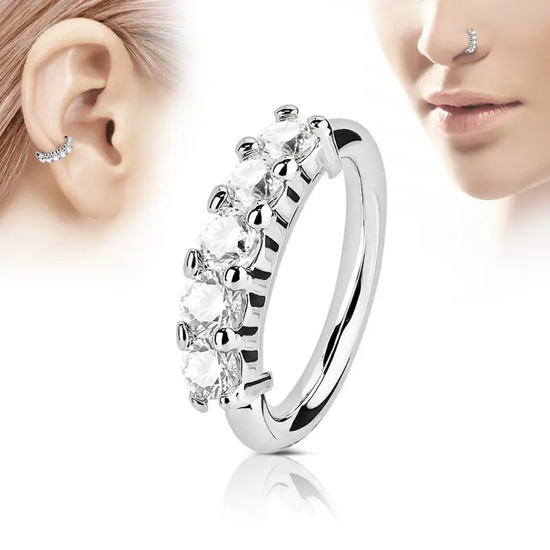 Huitan Luxury Cubic Zirconia 1PCS Nose Rings Women Silver Color/Gold Color/Rose Gold Color Simple Fashion Jewelry Exquisite Gift