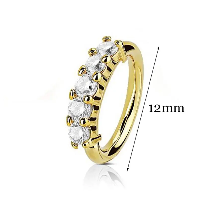 Huitan Luxury Cubic Zirconia 1PCS Nose Rings Women Silver Color/Gold Color/Rose Gold Color Simple Fashion Jewelry Exquisite Gift
