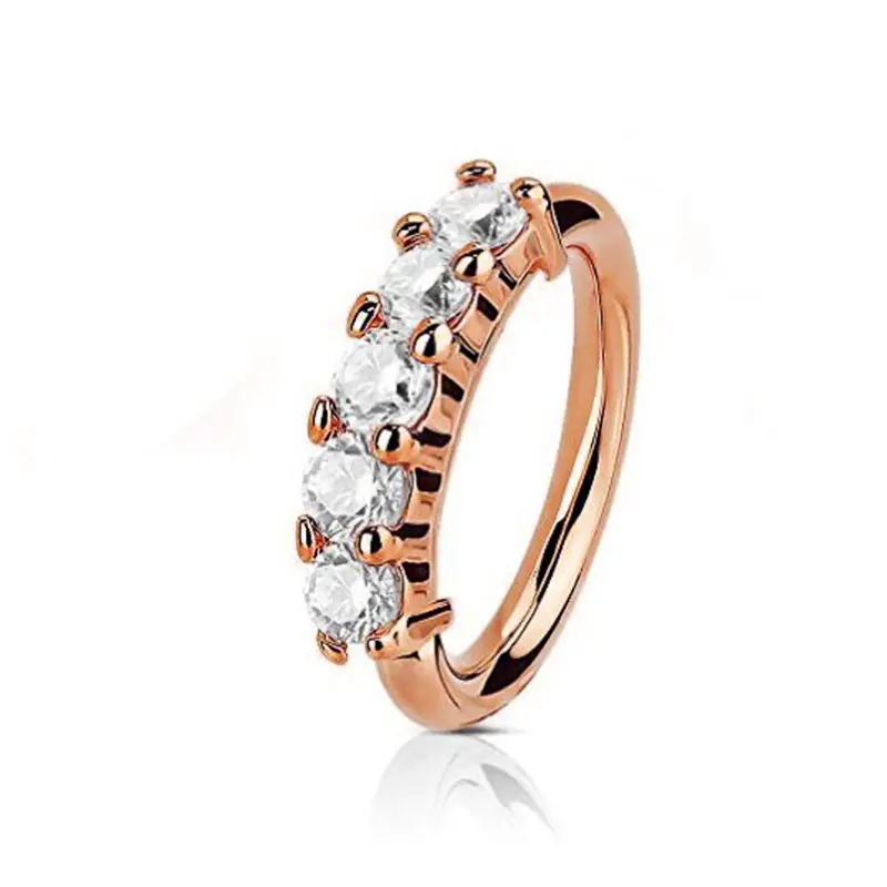 Huitan Luxury Cubic Zirconia 1PCS Nose Rings Women Silver Color/Gold Color/Rose Gold Color Simple Fashion Jewelry Exquisite Gift