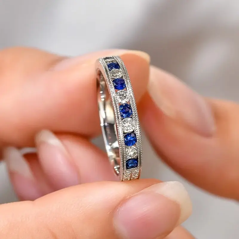 Huitan Shiny Blue/White Cubic Zirconia Rings for Women Novel Creative Attractive Female Finger Accessories Dinner Party Jewelry