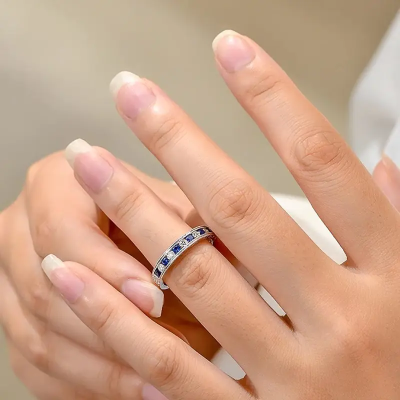 Huitan Shiny Blue/White Cubic Zirconia Rings for Women Novel Creative Attractive Female Finger Accessories Dinner Party Jewelry