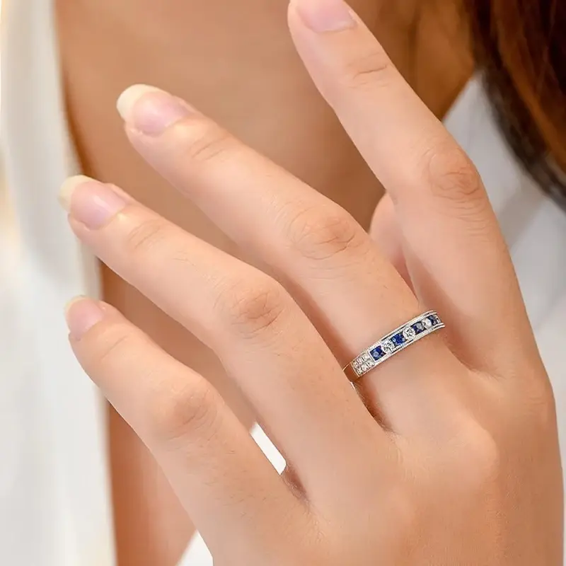 Huitan Shiny Blue/White Cubic Zirconia Rings for Women Novel Creative Attractive Female Finger Accessories Dinner Party Jewelry