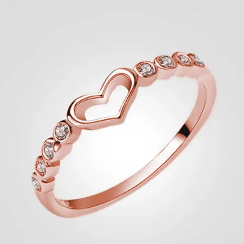 Huitan Fancy Hollow Heart Women Rings Exquisite Crystal Cubic Zirconia Simple Stylish Bridal Rings for Wedding Trendy Jewelry