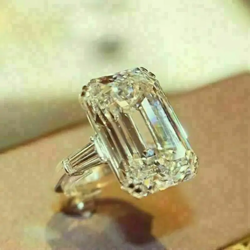 Huitan Simple Gorgeous Geometric Zirconia Ring for Female Luxury Proposal Band Jewelry Temperament Finger Accessories for Party