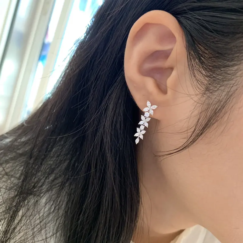 Huitan Aesthetic Earrings for Women Brilliant Marquise Cubic Zirconia Stone Engagement Wedding Party Romantic Female Accessories