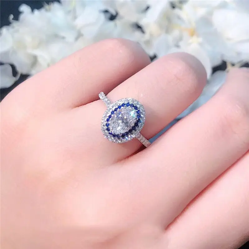 Huitan Luxury Brilliant CZ Rings Oval Shaped Women's Wedding Rings Fashion Modern Design Female Accessories High Quality Jewelry