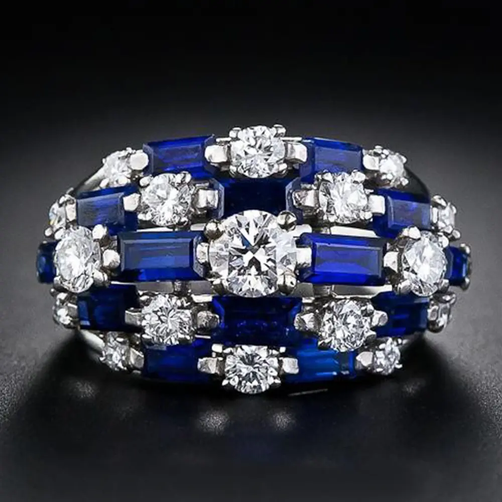 Huitan Luxury Women's Wide Rings with Cubic Zirconia Bling Bling Fashion Female Rings Wedding Party 2022 New Arrival Jewelry