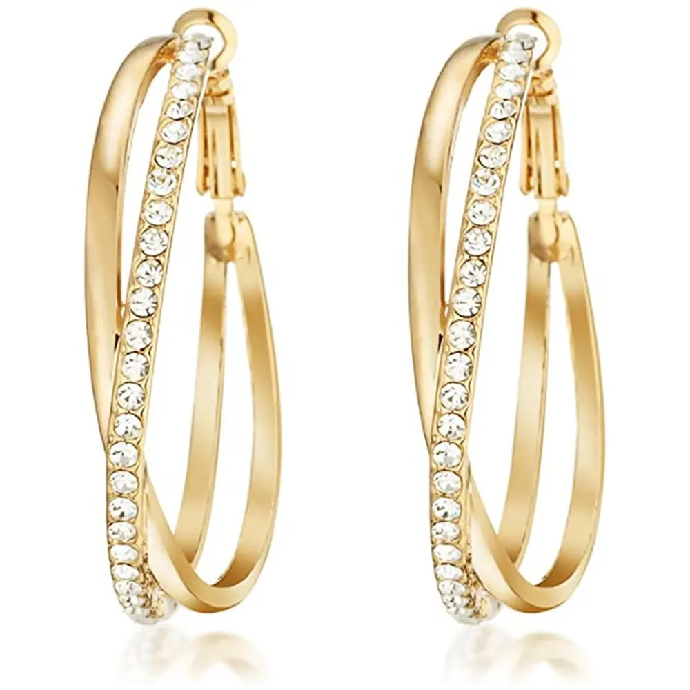 Huitan Hiphop Style Big Circle Hoop Earring for Women Inlaid Crystal Cubic Zirconia Shiny Versatile Female Jewelry Drop Shipping