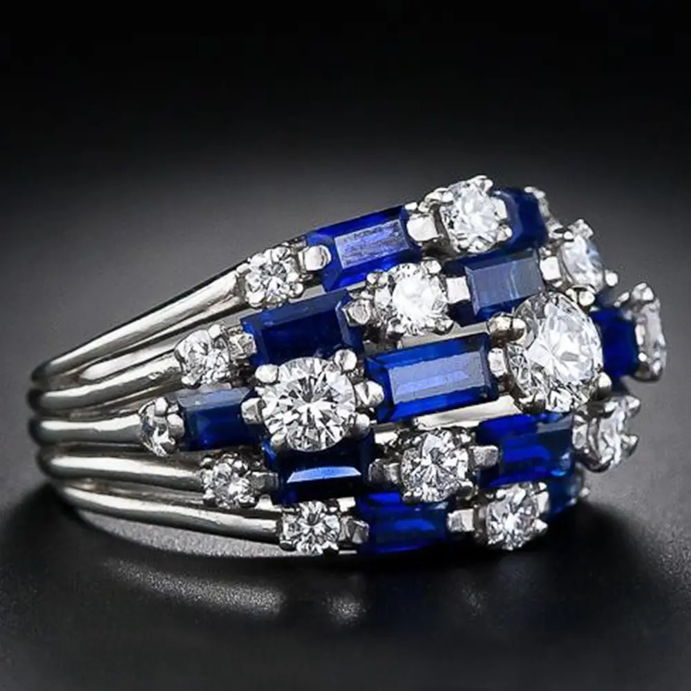 Huitan Luxury Women's Wide Rings with Cubic Zirconia Bling Bling Fashion Female Rings Wedding Party 2022 New Arrival Jewelry