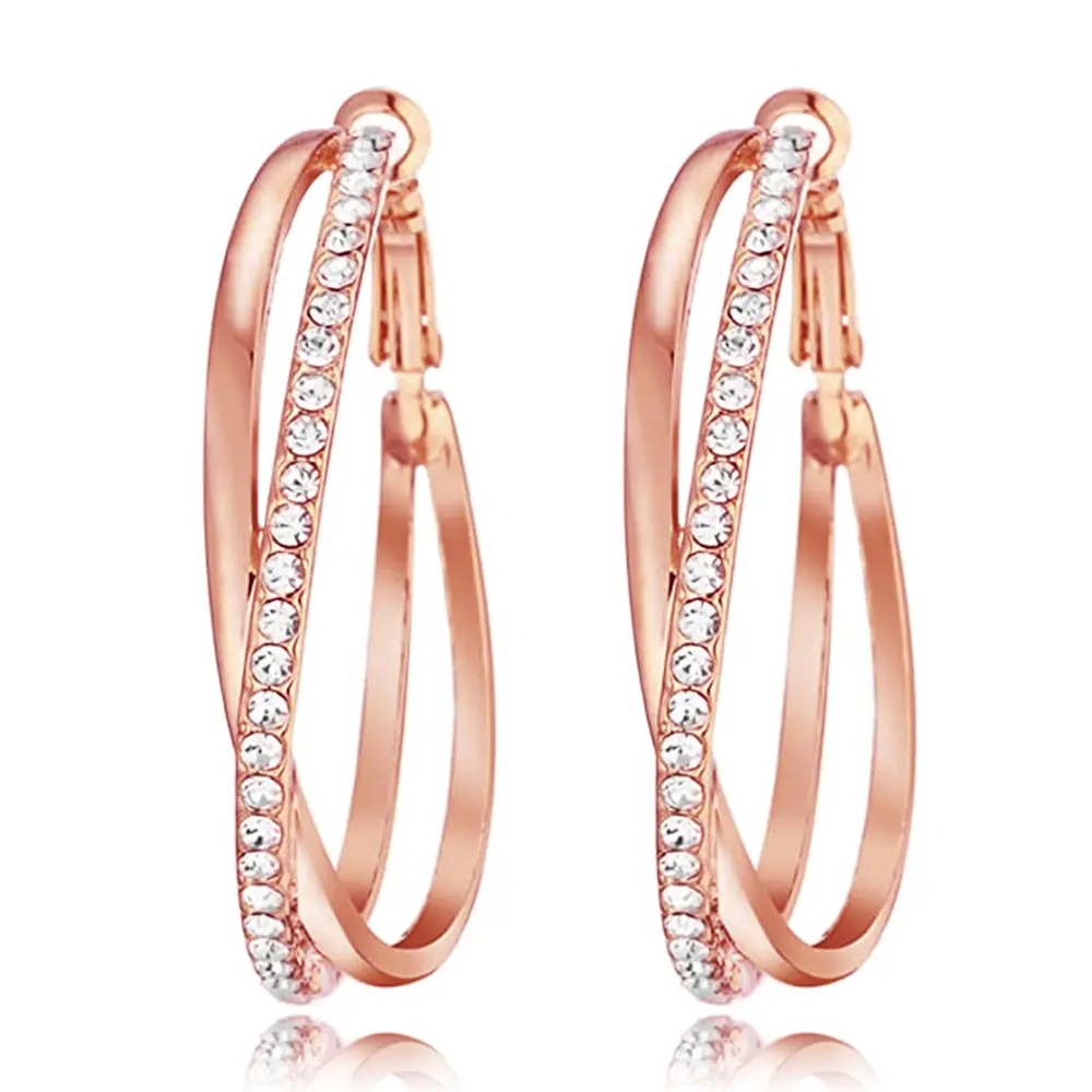 Huitan Hiphop Style Big Circle Hoop Earring for Women Inlaid Crystal Cubic Zirconia Shiny Versatile Female Jewelry Drop Shipping
