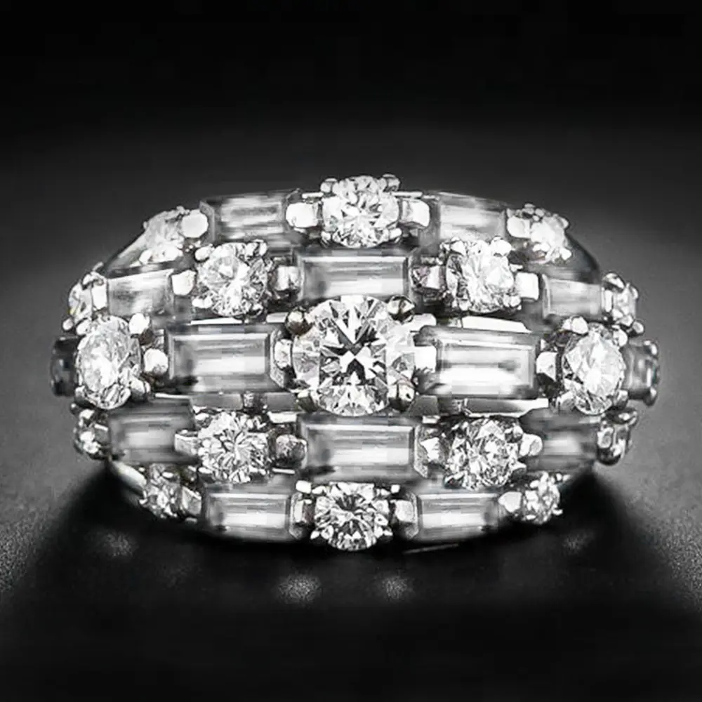 Huitan Luxury Women's Wide Rings with Cubic Zirconia Bling Bling Fashion Female Rings Wedding Party 2022 New Arrival Jewelry