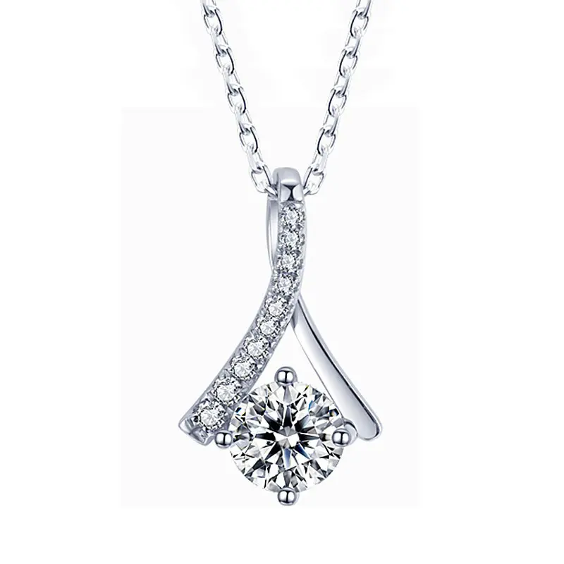Huitan Trendy Lady Engagement Necklace with Fashion Design Bright Zirconia Pendant Accessories Stylish Versatile Jewelry Gift