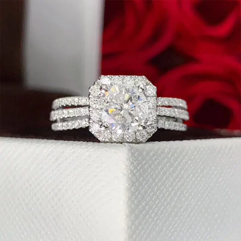 Huitan Luxury Eternity Rings Bridal Wedding Bands Accessories Fashion Gorgeous Promise Finger Jewelry for Engagement Ceremony