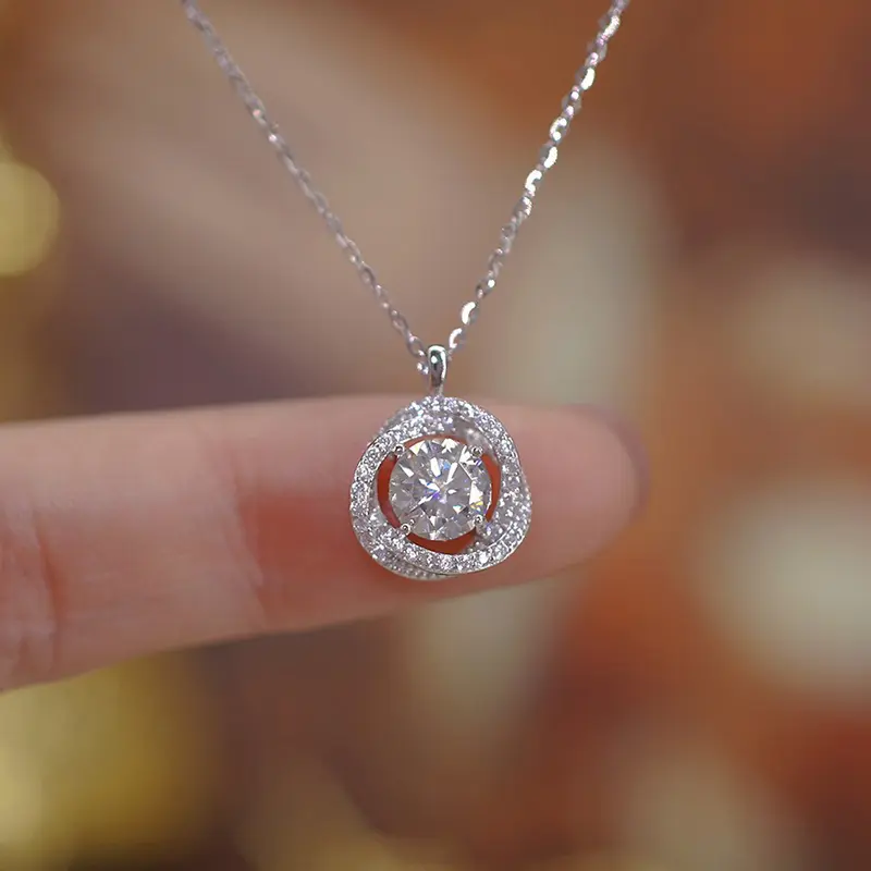 Huitan Chic Knot Design Dazzling CZ Necklace for Women Luxury Silver Color Bridal Wedding Necklace New Trendy Jewelry