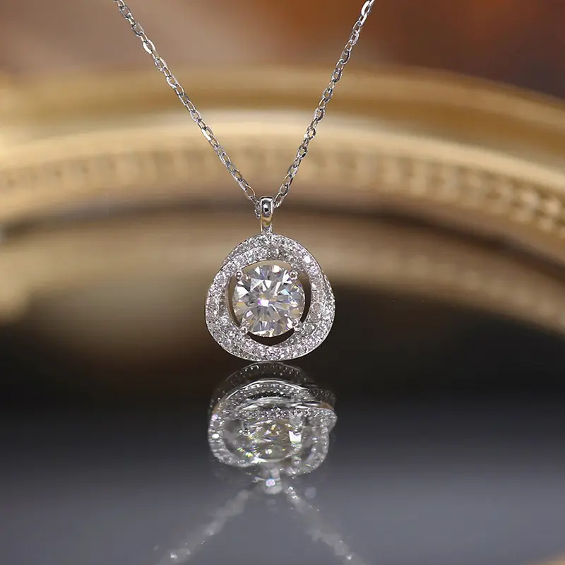 Huitan Chic Knot Design Dazzling CZ Necklace for Women Luxury Silver Color Bridal Wedding Necklace New Trendy Jewelry