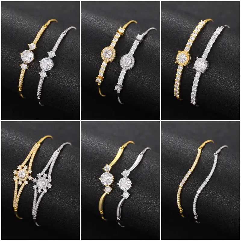 Huitan Fashion Luxury Bracelets for Women Wedding Ceremony Accessories with Brilliant Cubic Zirconia Gorgeous Jewelry for Female