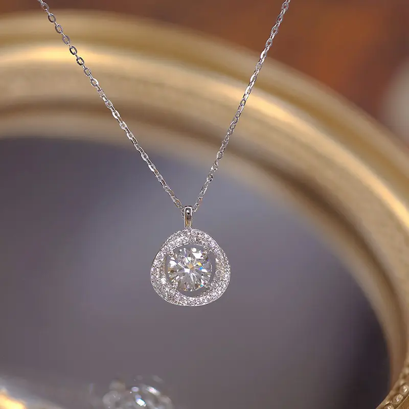 Huitan Chic Knot Design Dazzling CZ Necklace for Women Luxury Silver Color Bridal Wedding Necklace New Trendy Jewelry