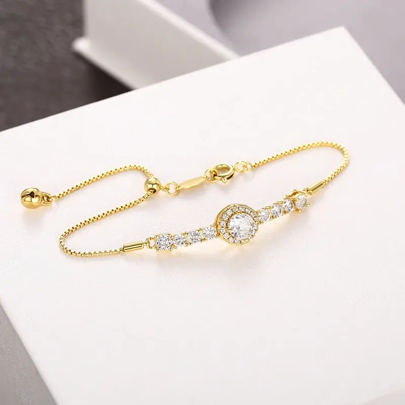 Huitan Fashion Luxury Bracelets for Women Wedding Ceremony Accessories with Brilliant Cubic Zirconia Gorgeous Jewelry for Female
