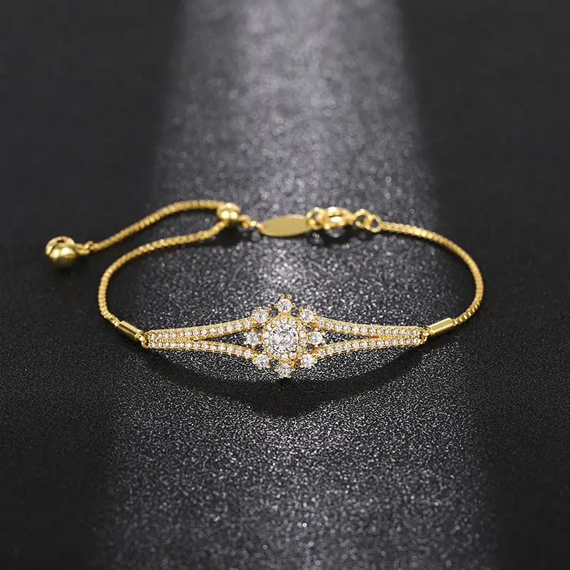 Huitan Fashion Luxury Bracelets for Women Wedding Ceremony Accessories with Brilliant Cubic Zirconia Gorgeous Jewelry for Female