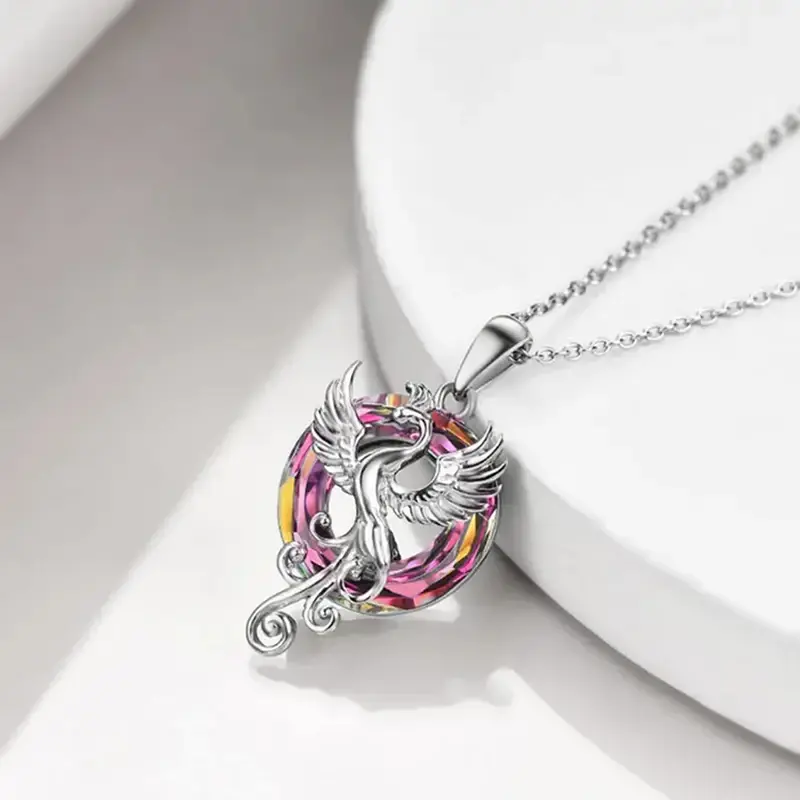 Huitan Chic Flying Bird Necklace for Women Silver Color Personality Statement Jewelry Funny Accessories for Anniversary Party