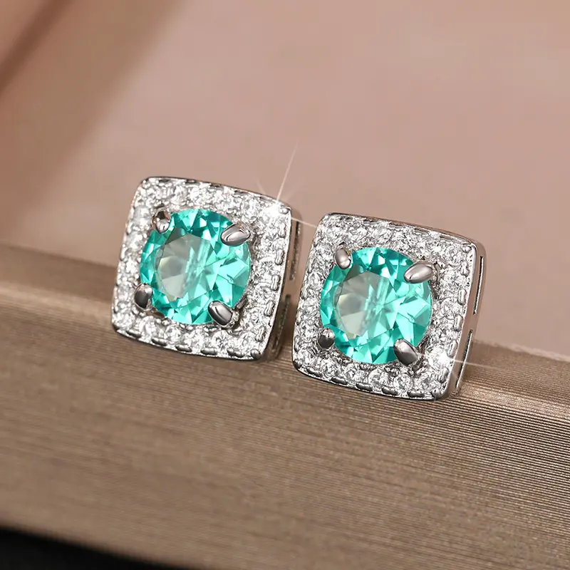 Huitan Bright Zirconia Ear Studs Lady Everyday Earrings Jewelry for Women Fashion Female Engagement Ceremony Accessories Gift