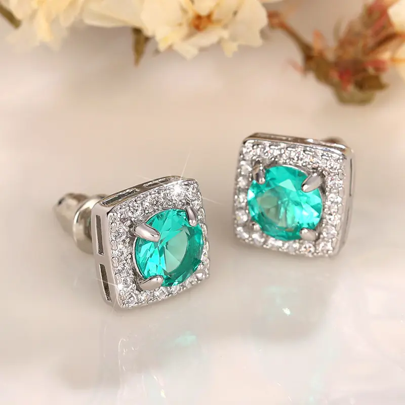 Huitan Bright Zirconia Ear Studs Lady Everyday Earrings Jewelry for Women Fashion Female Engagement Ceremony Accessories Gift
