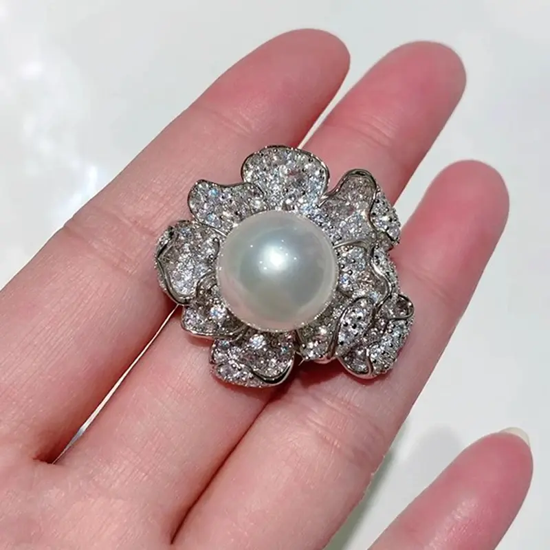 Huitan Swanking Charming Imitation Pearl Flower Rings for Women Elegant Temperament Finger Accessories Versatile Wedding Jewelry