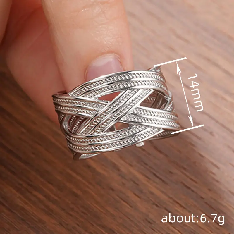 Huitan Metallic Style Wide Opening Rings for Women Silver Color Low-key Accessories for Daily Party Fashion Female Jewelry