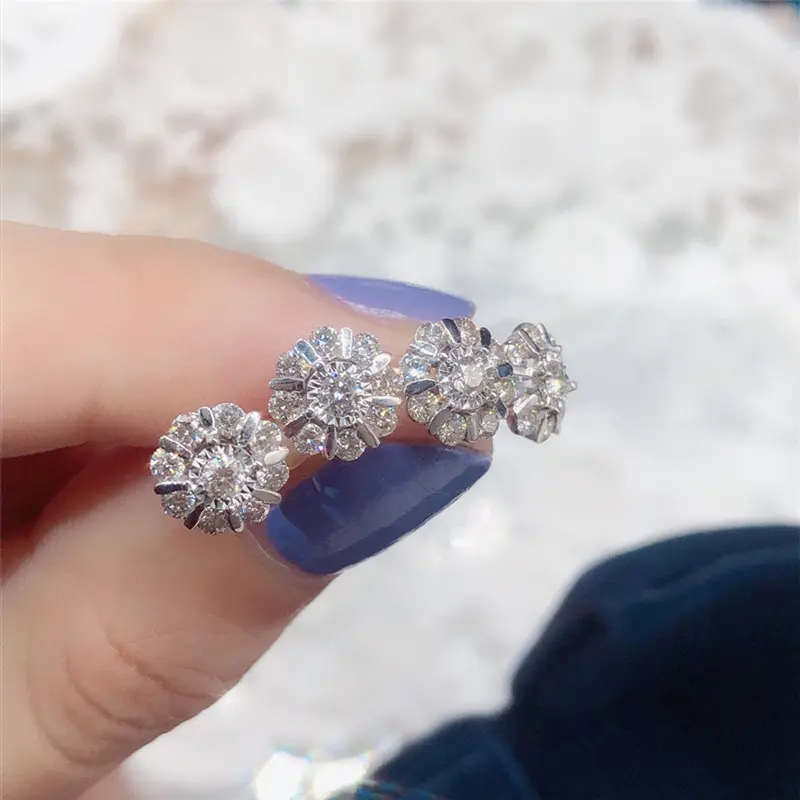 Huitan Simple Round Design Stud Earrings Ear Piercing Fashion Daily Wear Accessories for Women Party Delicate Luxury CZ Jewelry