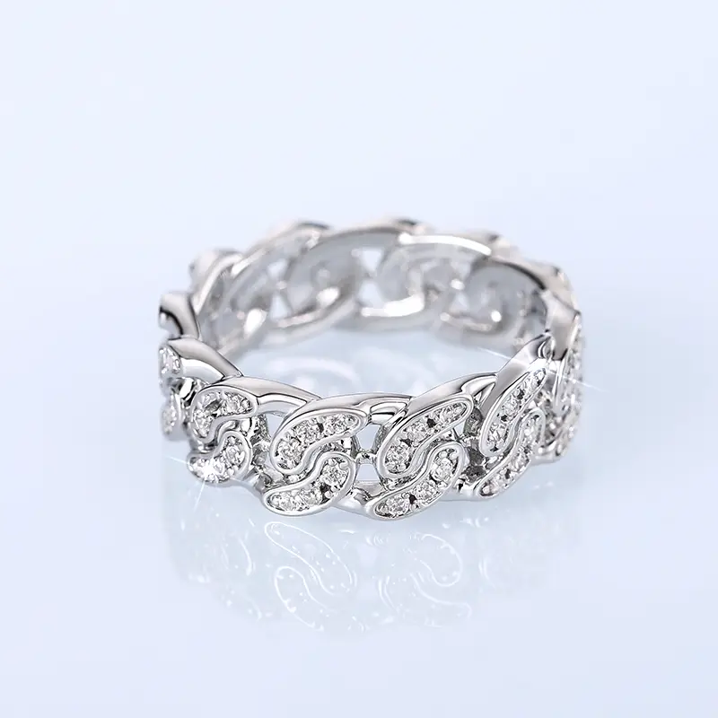 Huitan Novel Design Women Finger Rings Linked Design Crystal Cubic Zirconia Luxury Trendy Silver Color Female Statement Jewelry