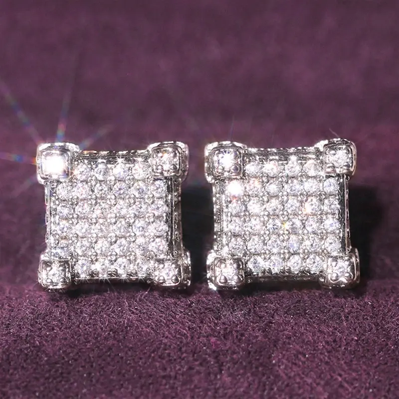 Huitan Luxury Fashion Female Stud Earrings with Bright Cubic Zirconia Trendy Gold Color/Silver Color Accessories for Daily Life