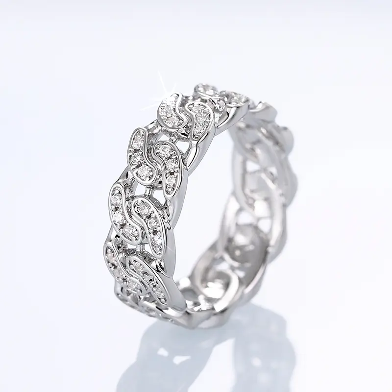 Huitan Novel Design Women Finger Rings Linked Design Crystal Cubic Zirconia Luxury Trendy Silver Color Female Statement Jewelry