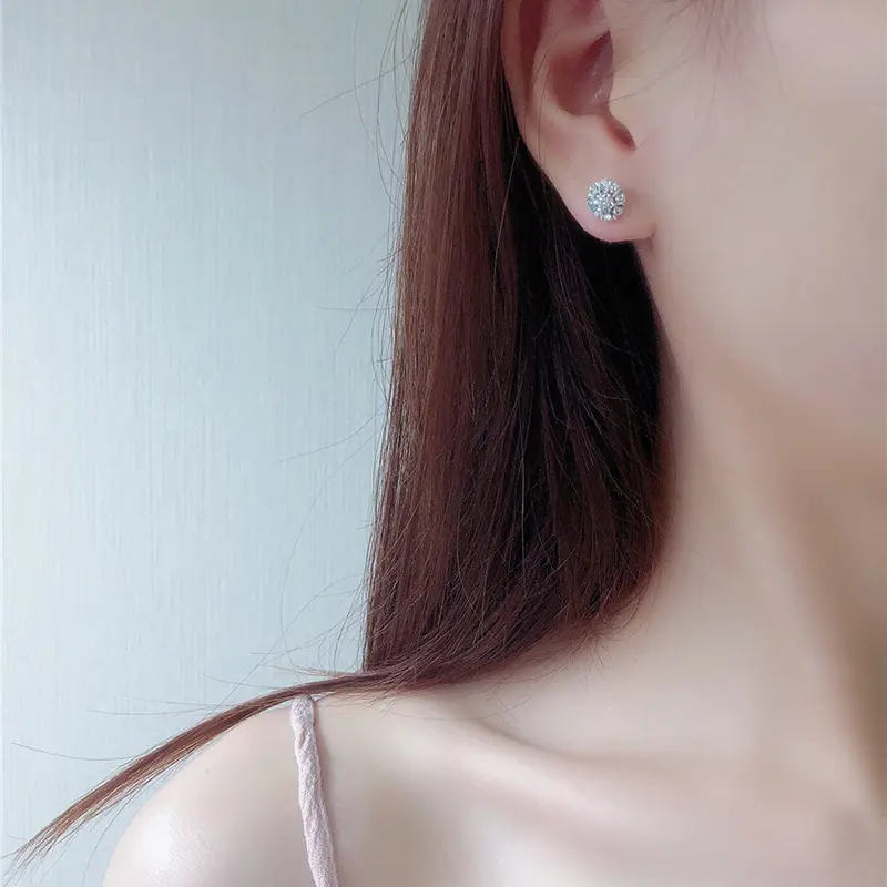 Huitan Simple Round Design Stud Earrings Ear Piercing Fashion Daily Wear Accessories for Women Party Delicate Luxury CZ Jewelry
