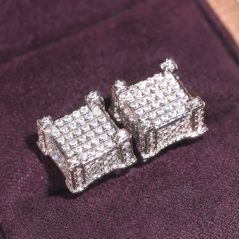 Huitan Luxury Fashion Female Stud Earrings with Bright Cubic Zirconia Trendy Gold Color/Silver Color Accessories for Daily Life